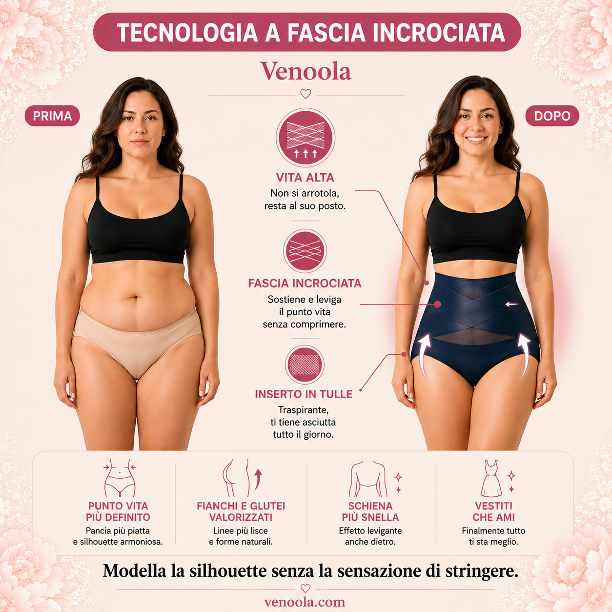 Slip Modellante Vita Alta a Controllo Addome con Fascia Incrociata