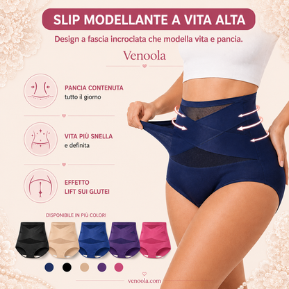 Slip Modellante Vita Alta a Controllo Addome con Fascia Incrociata